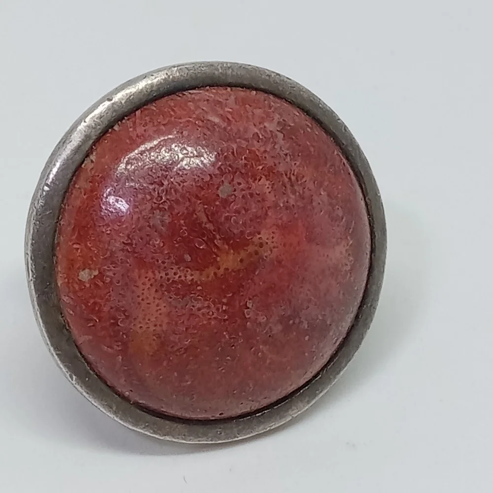 * vintage 925 red sponge coral ring size 6.5 signed 